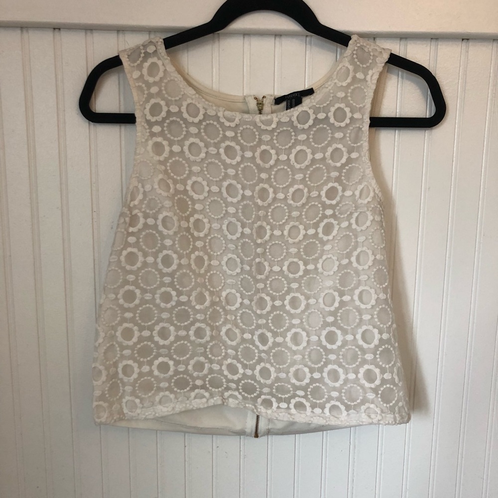 Floral embroidered white top
